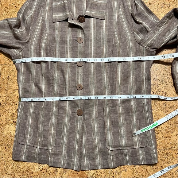 Pendleton Linen Blend Striped Button Blazer Jacket In Browns Sz M - Picture 13 of 14